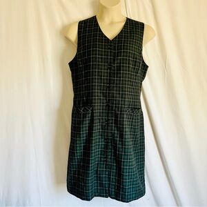Karen Scott Green Buffalo Plaid Sleeveless Dress